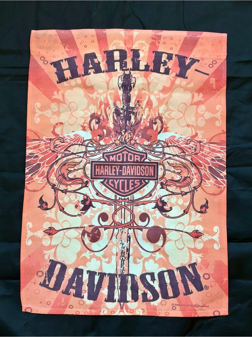 Vintage 2009 Harley-Davidson Garden Flag Bar & Shield Eagle Sword